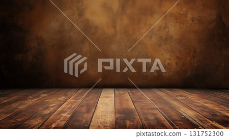 empty wall and wooden floor with glare from the window. Interior background for mockup or presentation 131752300