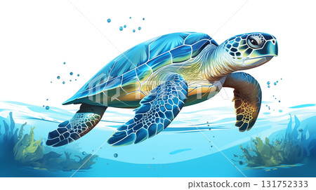 sea turtle watercolor painting. Sea life. sea turtle watercolor painting. Sea life. 131752333