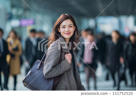 一位年輕女商人去上班的照片 一位年輕女商人去上班的照片 131752520