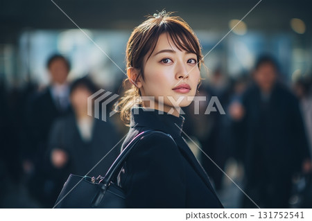 一位年輕女商人去上班的照片 131752541