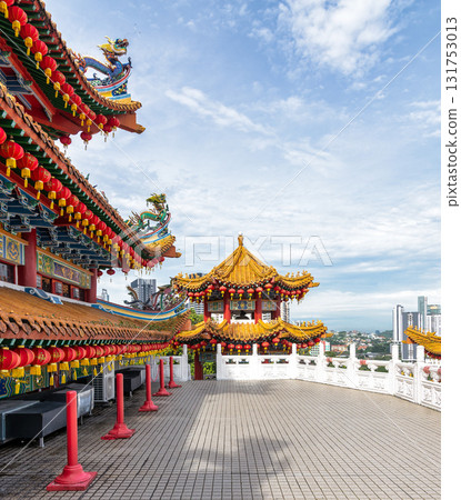 Thean Hou Temple, Kuala Lumpur, Malaysia: Traditional Chinese architecture with red lanterns and dragon roof Thean Hou Temple, Kuala Lumpur, Malaysia: Traditional Chinese architecture with red lanterns and dragon roof 131753013