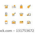 Shopping and delivery - set of line design style icons 131753672