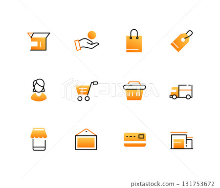 Shopping and delivery - set of line design style icons 131753672
