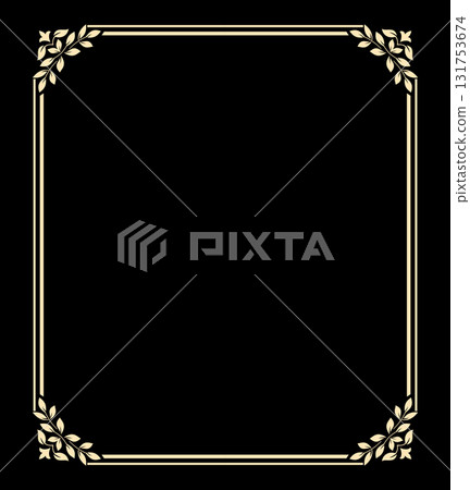 Decorative frame Elegant vector element for design in Eastern style, place for text. Floral black and golden border. Lace illustration for invitations and greeting cards 131753674