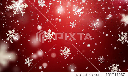 雪和紅色閃閃發光的背景 131753687