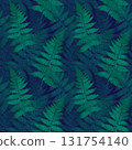 Beautiful green fern leaf, seamless floral botanical pattern with tropical plants. Digital watercolor hand drawn 131754140