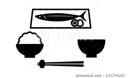 Simple Japanese food silhouette 1 color 131754202