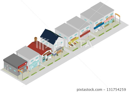 Isometric Japanese shopping street illustration Isometric Japanese shopping street illustration 131754259