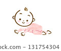 手繪爬行嬰兒插圖 131754304