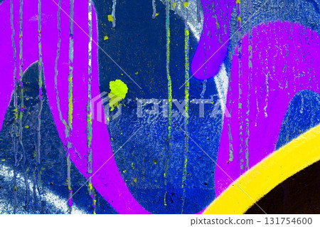 Abstract Graffiti Art with Neon Pink, Yellow, Blue in 80s Street Style Abstract Graffiti Art with Neon Pink, Yellow, Blue in 80s Street Style 131754600