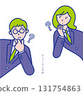 Illustration material of a student with a question popping out from the side [Set] 131754863