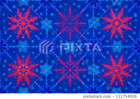 Winter red blue snowflakes New Year Christmas background Winter red blue snowflakes New Year Christmas background 131754926