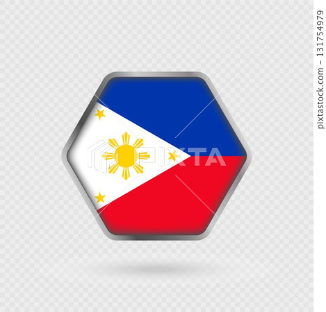 Philippines flag in a hexagon frame. Philippines flag in a hexagon frame. 131754979