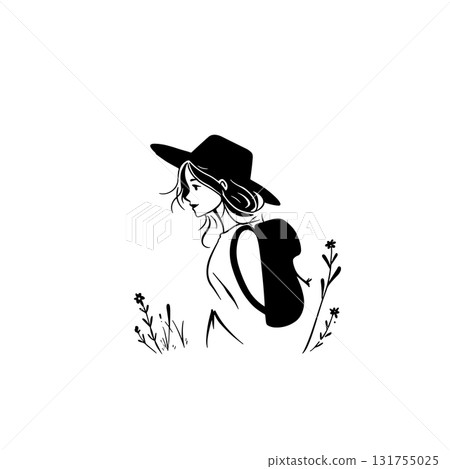 Explorer. Explorer simple black and white line art vector logo 131755025