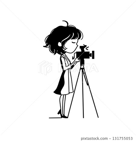 Movie Director. Movie Director simple black and white line art vector logo 131755053