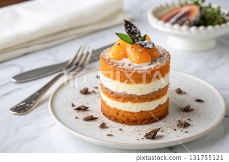 An elegant looking carrot cream cheesecake 131755121