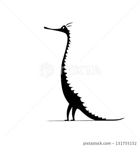 Gharial. Gharial simple black and white line art vector logo Gharial. Gharial simple black and white line art vector logo 131755152