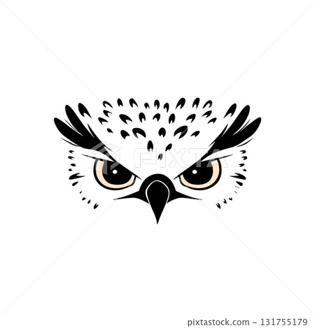 Harpy Eagle. Harpy Eagle simple black and white line art vector logo 131755179