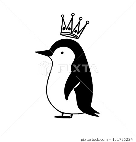 King Penguin. King Penguin simple black and white line art vector logo 131755224