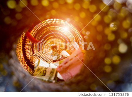 Symbols of Buddhism. South-Eastern Asia. Details of buddhist temple in Thailand. 131755276