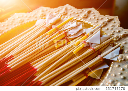 Symbols of Buddhism. South-Eastern Asia. Details of buddhist temple in Thailand. 131755278