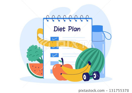 Illustration of Diet Plan and Healthy Lifestyle Illustration of Diet Plan and Healthy Lifestyle 131755378