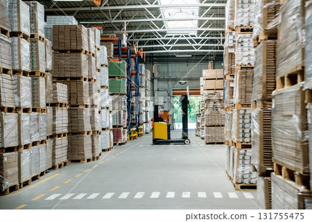 Warehouse industrial company. Commercial warehouse. Crates stacked Warehouse industrial company. Commercial warehouse. Crates stacked 131755475