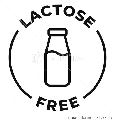 Lactose free icon. vector icon illustration for product package. Dairy free label. No allergen vector illustration for product packaging logo, sign, symbol or emblem. 131755484