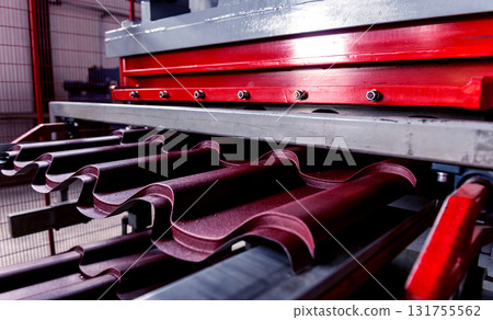 Metal sheet forming machine at the modern metalwork factory. Metal sheet forming machine at the modern metalwork factory. 131755562