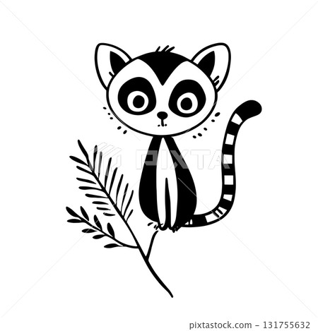 Lemur. Lemur simple black and white line art vector logo Lemur. Lemur simple black and white line art vector logo 131755632