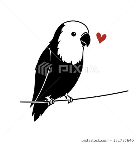 Lovebird. Lovebird simple black and white line art vector logo Lovebird. Lovebird simple black and white line art vector logo 131755640