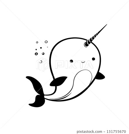Narwhal. Narwhal simple black and white line art vector logo Narwhal. Narwhal simple black and white line art vector logo 131755670