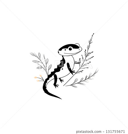 Newt. Newt simple black and white line art vector logo Newt. Newt simple black and white line art vector logo 131755671