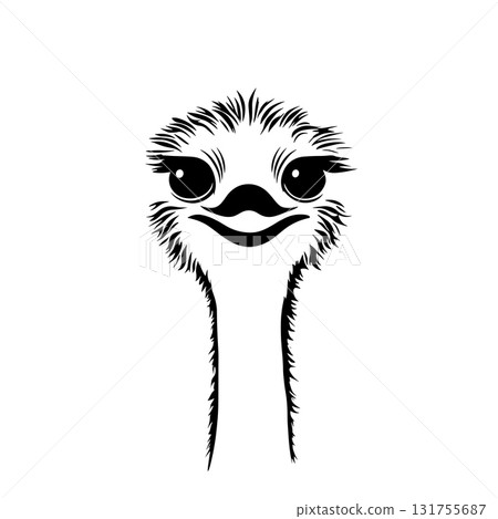 Ostrich. Ostrich simple black and white line art vector logo Ostrich. Ostrich simple black and white line art vector logo 131755687
