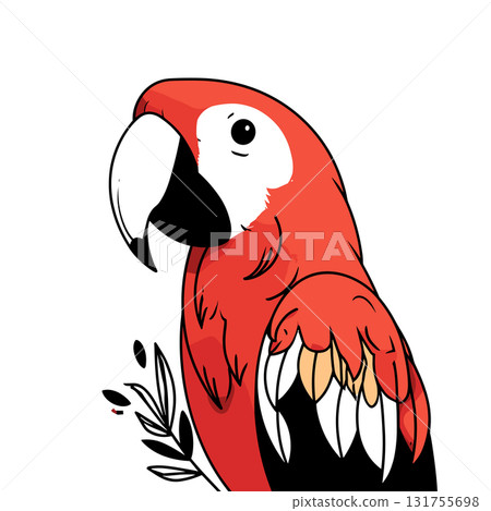 Macaw. Macaw simple black and white line art vector logo 131755698