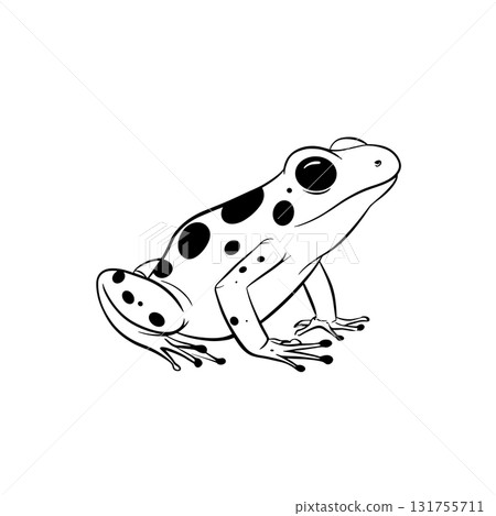 Poison Dart Frog. Poison Dart Frog simple black and white line art vector logo 131755711