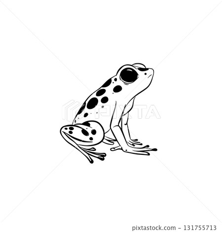 Poison Dart Frog. Poison Dart Frog simple black and white line art vector logo 131755713