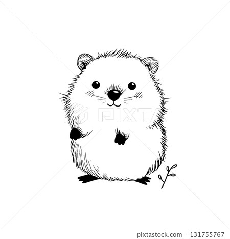 Quokka. Quokka simple black and white line art vector logo 131755767