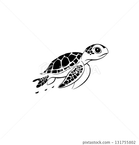 Sea Turtle. Sea Turtle simple black and white line art vector logo Sea Turtle. Sea Turtle simple black and white line art vector logo 131755802