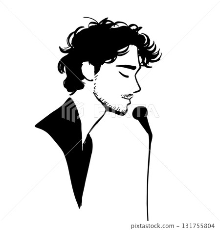 Singer. Singer simple black and white line art vector logo Singer. Singer simple black and white line art vector logo 131755804