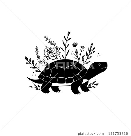 Snapping Turtle. Snapping Turtle simple black and white line art vector logo 131755816