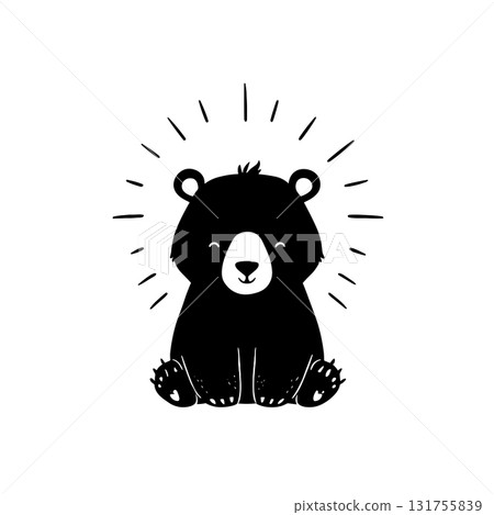 Sun Bear. Sun Bear simple black and white line art vector logo Sun Bear. Sun Bear simple black and white line art vector logo 131755839