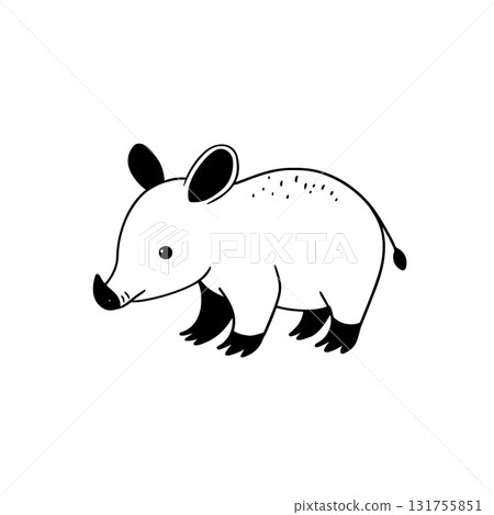 Tapir. Tapir simple black and white line art vector logo 131755851