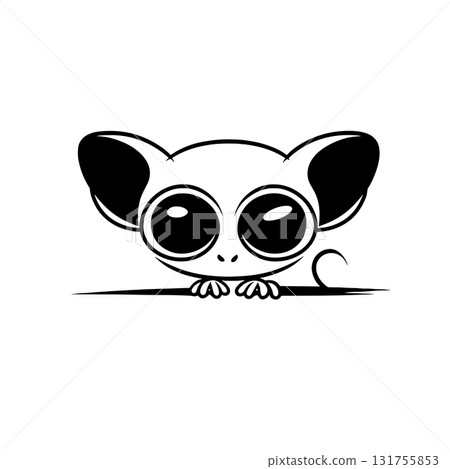 Tarsier. Tarsier simple black and white line art vector logo 131755853