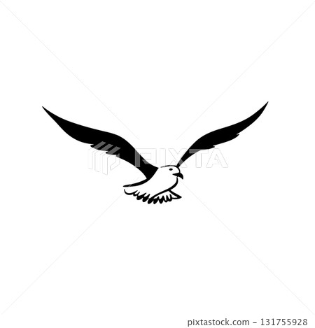 Albatross. Albatross simple black and white line art vector logo Albatross. Albatross simple black and white line art vector logo 131755928