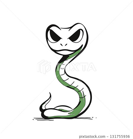Anaconda. Anaconda simple black and white line art vector logo 131755936