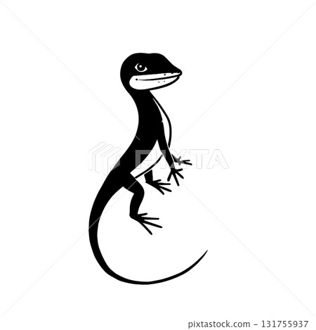 Anole. Anole simple black and white line art vector logo 131755937