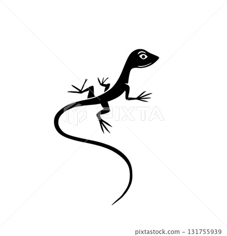 Anole. Anole simple black and white line art vector logo Anole. Anole simple black and white line art vector logo 131755939