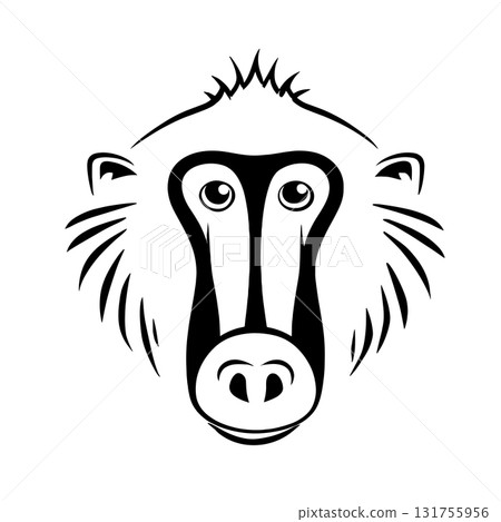 Baboon. Baboon simple black and white line art vector logo Baboon. Baboon simple black and white line art vector logo 131755956