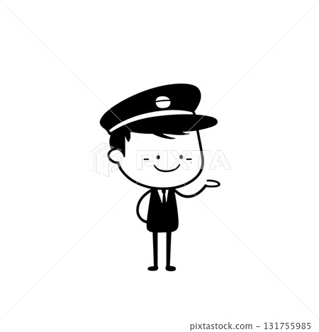 Train Conductor. Train Conductor simple black and white line art vector logo Train Conductor. Train Conductor simple black and white line art vector logo 131755985